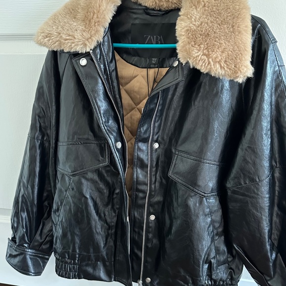 ZARA FAUX FUR COLLAR JACKET - NEW - Picture 7 of 14